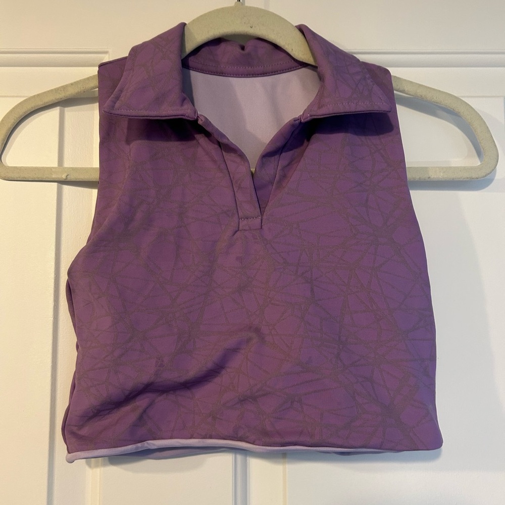 Purple Women's Collared Sports Bra Crop Top - Picture 2 of 4